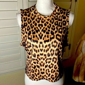 🤎🐆Chita Print Stretchy Polyester Sleeveless Tank Top  W/Rounded Neckline Sz  XXL